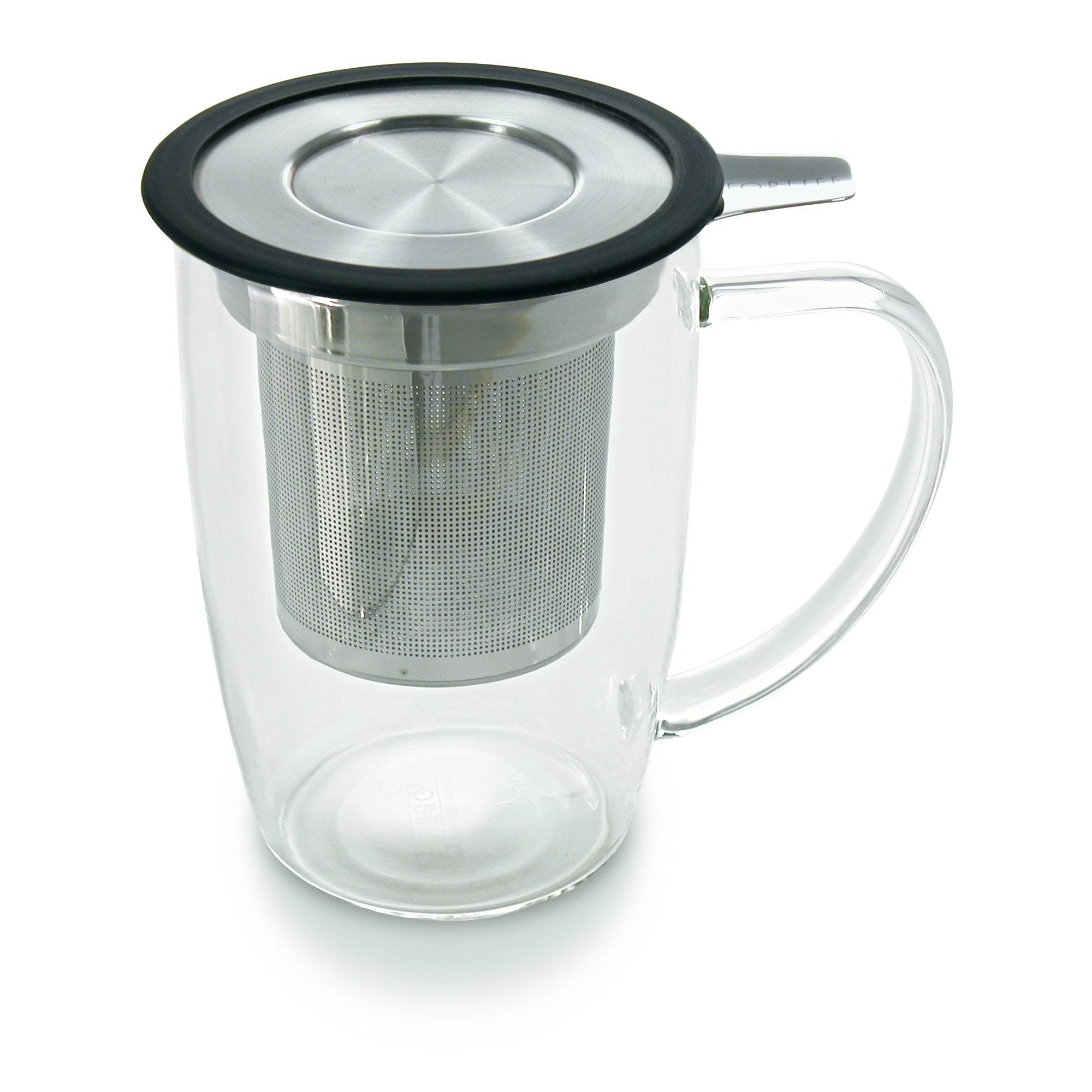 Forlife Glass Tea Mug with Infuser- Black